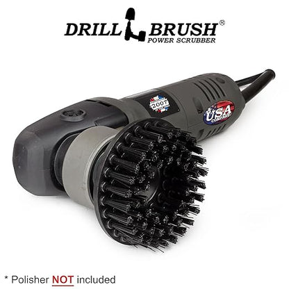 Industrial 5-Inch Threaded 5/16x24 Ultra Stiff Drill Scrub Brush - Dual Action Polisher - Electric Power Drill Brush Attachment - Contractor Cleaning Supplies - Electric Spin Scrubber for Oil Stains