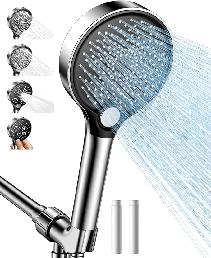 Shower head with handheld - filtered shower head with 3 Spray Modes - Adjustable Angle Showerhead Water Softener with Replacable Filter - Pack with Hose