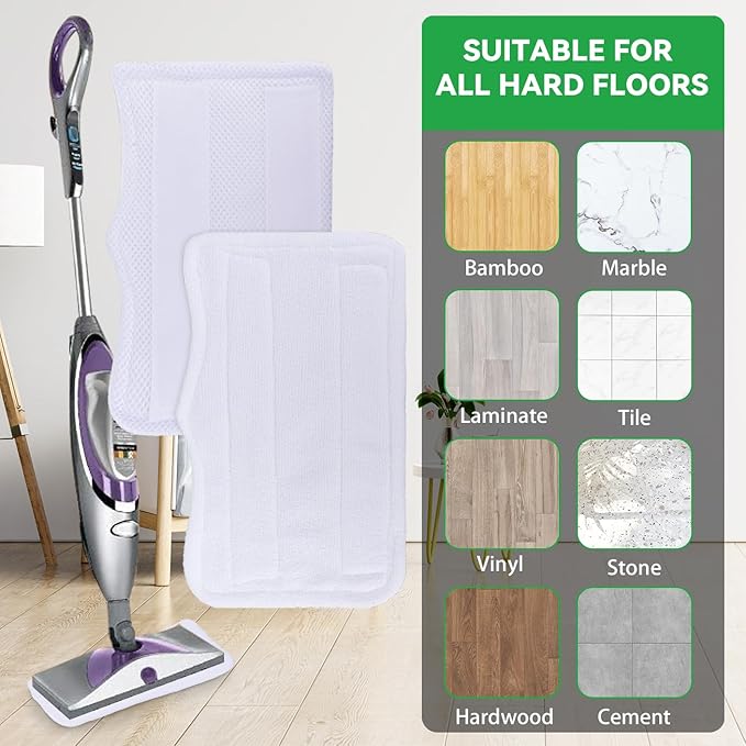 Steam Mop Pads for Shark Steam & Spray Mop S3101 S3251 SK460 SK410 S3101n2 S3250 SK435CO SK140 SK14,Washable Microfiber Cleaning Steamer Replacement Pads,White,5Pack