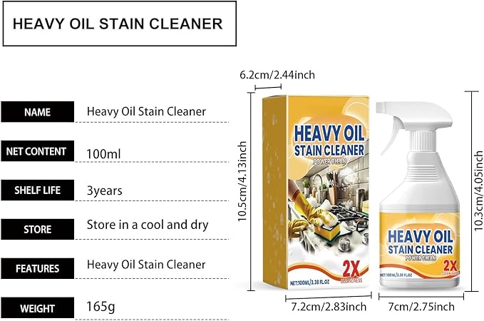 Kitchen Heavy Oil Cleaner, Kitchen Heavy Duty Cleaner Spray, Stain Cleaning Agent for Stove Surfaces, Portable Degreasing Spray with Appliances (2)