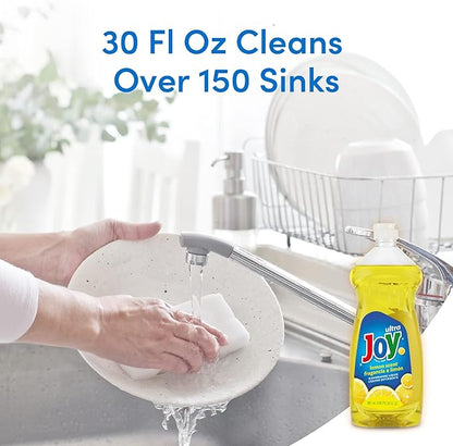 JOY Ultra Dish Soap Liquid - Ultra Strength Dishwashing Soap - Large Dish Soap - Lemon Fresh Scent - 30 Fl. Oz - (Pack of 3)