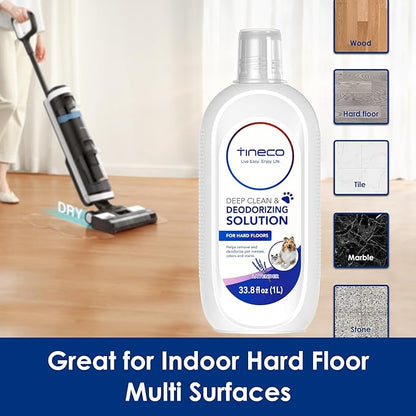 Tineco Floor Cleaning Solution 1L (33.8oz), Lavender Scent, Deep Cleaner for Multi-Hard Floors, Compatible with iFLOOR & FLOOR ONE S3/S5/S6/S7/S9 Artist & S6/S7/S9 Master Series, Non-Steam Compatible