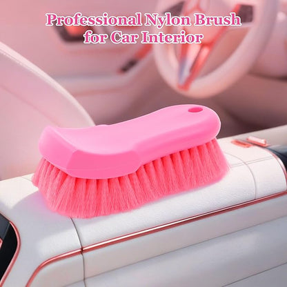 Soft Nylon Brush for Home Leather & Upholstery, Scratch-Free Dusting Brush for Bed/Sofa/Clothes Cleaning, Brush for Car Interior Detailing & Leather Care