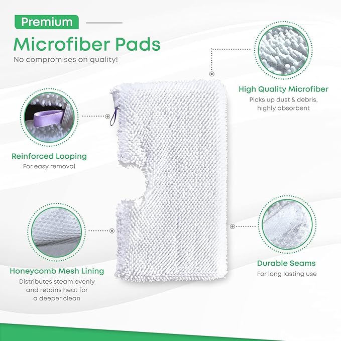 Turbo Microfiber Shark Steam Mop Replacement Pads, Professional Fit Series S3500 S2901 S2902 S3455K S3501 S3550 S3601 S3801 S3901 S4601 S4701 SE450, 4 Pack Replacement Microfiber Cloth Head Covers