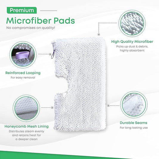 Turbo Microfiber Shark Steam Mop Replacement Pads, Professional Fit Series S3500 S2901 S2902 S3455K S3501 S3550 S3601 S3801 S3901 S4601 S4701 SE450, 4 Pack Replacement Microfiber Cloth Head Covers