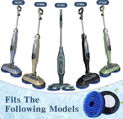 Brush Head for Shark Steam Mop S7000/S7001/S8201 Series Steam Mop Pads Replacement - Upgrade Brush Heads with Nylon Bristles, Deep Clean Hardwood & Tile Floors, Scratch-Free Polish(2Blue,2Gray)