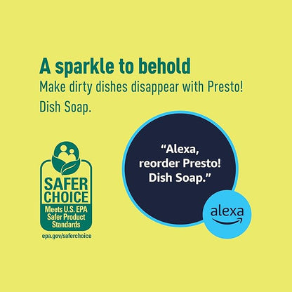 Amazon Brand - Presto! Concentrated Dish Soap, Lemon Essential Oil Scent, Removes Stuck-on Food and Grease, Phosphate-Free Formula, 30 fl oz, Pack of 2