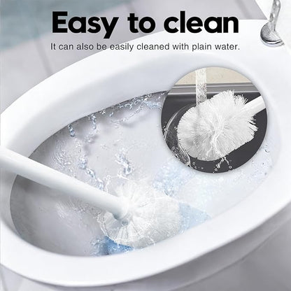 2 Pack Toilet Brush and Holder Set, Toilet Bowl Brush with Non-Slip Handle for Deep Cleaning, Nylon Bristles, Bathroom Accessories White
