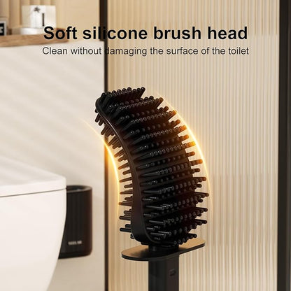 Toilet Brush and Holder Set - Wall Mounted Bathroom Scrub Brush, Toilet Bowl Brush and Plunger Set for Bathroom Cleaner (Black)