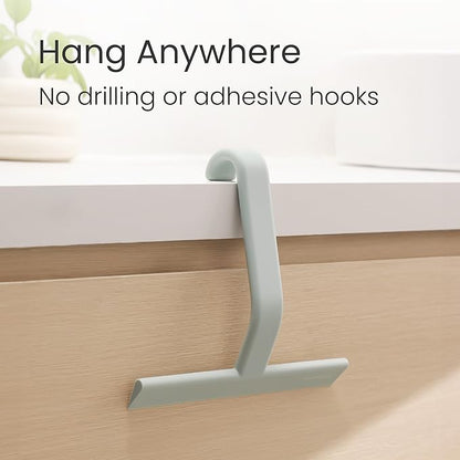 dancemoon JustHang Shower Squeegee for Glass Doors, All-in-One Award-Winning Silicone Squeegee with Built-in Hook for Bathroom, Window, Mirror, Tile Wall, Car, Streak-Free Cleaner Tool, 10-Inch Green