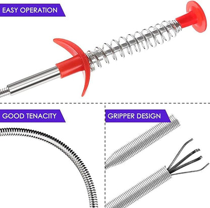 Drain Clog Remover - Gutter Cleaning Tools Drain Cleaner for Toilet Sewer Shower Kitchen Bathroom Tub Clogged Drains Opener Cleaning Tool, Flexible Grabber Claw Pick Up Reacher (7-in-1)