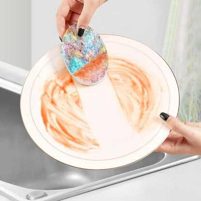 Marble Kitchen Scrub Sponges, Pop-up Kitchen Cleaning Sponges Reusable Dish Washing Sponges for Bathroom Household Cleaning 3 Pack - Non Scratch Scrubber