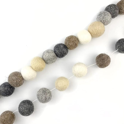 Garland Weathered Naturals Wool Felt Balls (50) Pom Poms in Neutral Earth Tones Including Grays and Browns for Decor .8 - 1 Inch Size | Hand Felted in Nepal from 100% NZ Wool | Bag Included