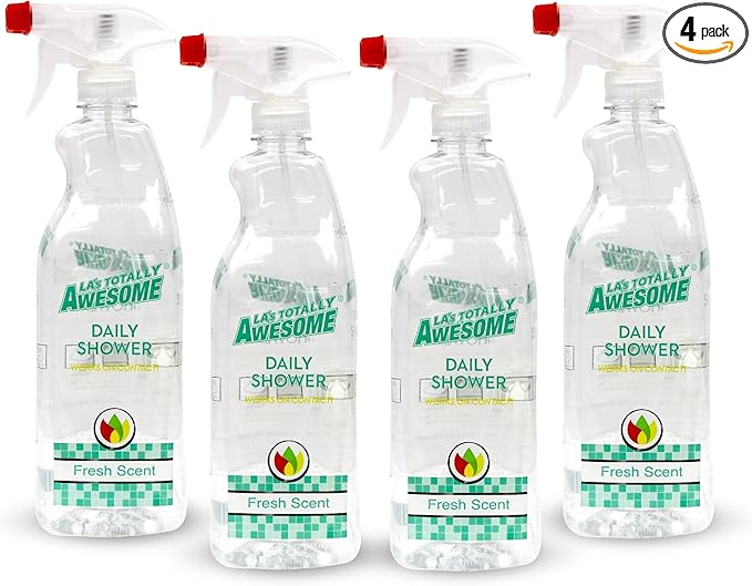 La's Totally Awesome Daily Shower Cleaner Spray, For Showers, Tubs and more, Plant-Derived Formula, 32 Fl Oz (Pack of 4)