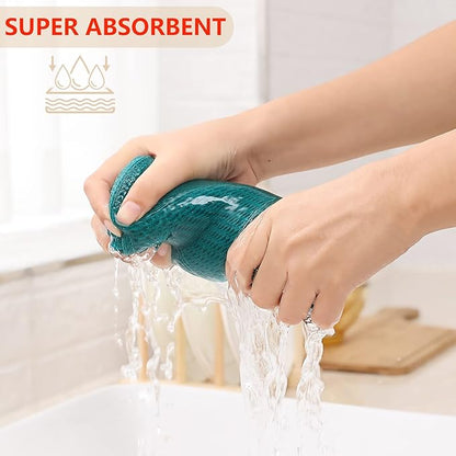 Kitinjoy 100% Cotton Waffle Weave Kitchen Hand Towels (13 x 28 Inches, Teal), 4-Pack Super Soft and Absorbent Dish Towels for Drying Dishes