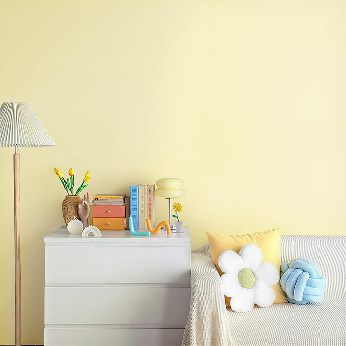 HeloHo Solid Light Yellow Wallpaper 394"X15.7" Matte Textured Contact Wallpaper Peel and Stick Self Adhesive Removable Wallpaper Waterproof Paper for Living Room Bedroom Decor