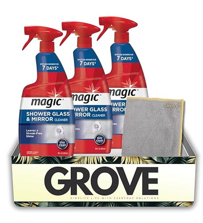 3x Magic Sprayway Glass Cleaner 28 oz Spray Bundle with Microfiber Towel – Removes Hard Water, Soap Scum, and Leaves Streak-Free Shine – Gift Set (4 Items)