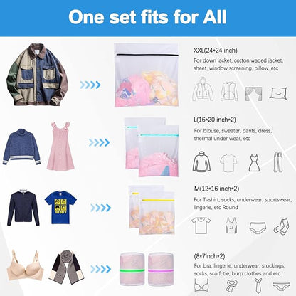 GOGOODA Mesh Laundry Bags, Delicates Washing Bags for Sweater Blouse Hosiery Bras Premium Wash Bags for Travel Storage Organization (7 Set)