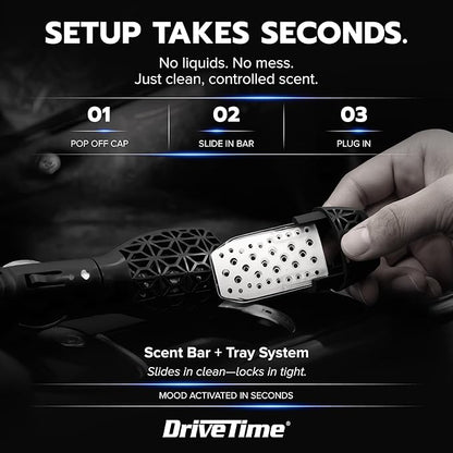 Drive Time Reusable 12V Plug-in Car Air Freshener Refill – Power Fresh, Auto Shut-Off, Plug-In Convenience, No Batteries Needed – Includes 4 Scent Bars for Up to 30 Days of Freshness