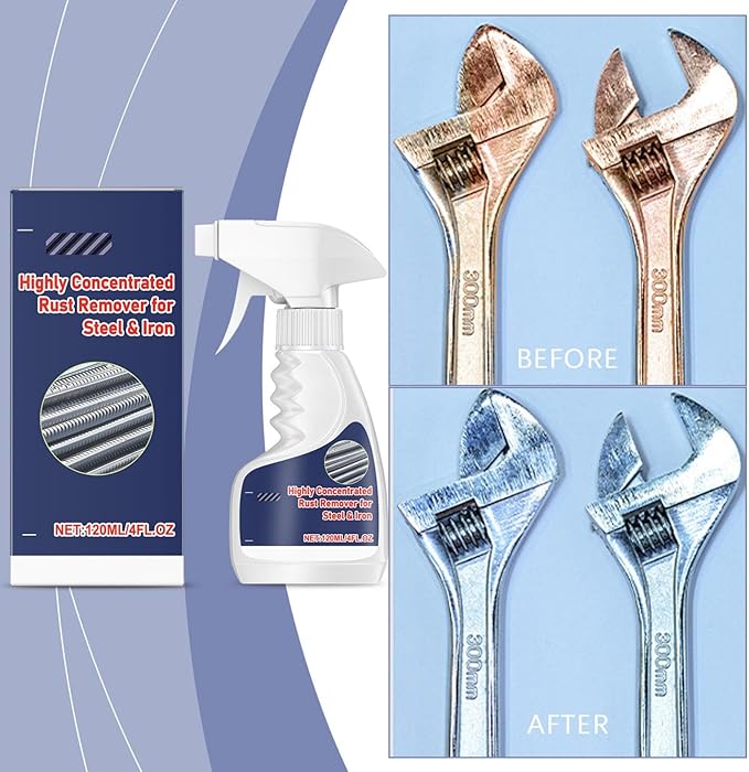 Rust Remover, Powerful Rust Remover Heavy Duty Metal Cleaner, Multipurpose Rust Remover Spray, Highly Concentrated Steel Remover for Tools, Stainless Steel, Automotive Parts (White-1PCS)