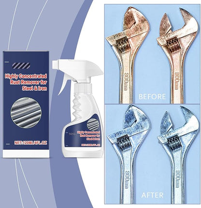 Rust Remover, Powerful Rust Remover Heavy Duty Metal Cleaner, Multipurpose Rust Remover Spray, Highly Concentrated Steel Remover for Tools, Stainless Steel, Automotive Parts (White-1PCS)