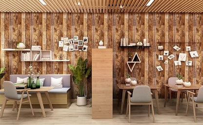 Yun-aeon Brown Wood Peel and Stick Wallpaper 17.3" X 120"Coffee Brown PVC Self Adhesive Wood Wall Peel and Stick Paper for Wall Covering Furniture Countertop Kitchen Christmas DIY