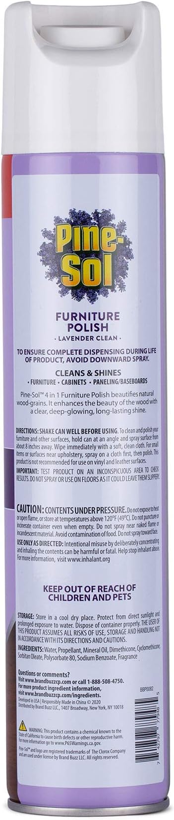 Pine-Sol Furniture Polish | Wood Furniture Polish Spray | Wood Polish Spray for Your Furniture Gives You A Powerful Clean You Can Trust | 12.7 Ounces, Fresh Lavender Scent (Pack of 2)