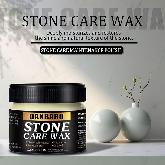 Granite Cleaner and Stone Polish Care Wax 3.5 oz Restores Shine and Nourishes Stone Surfaces - Suitable for Granite Countertops and Quartz - Floor Wax for Long-lasting Brilliance 100 g