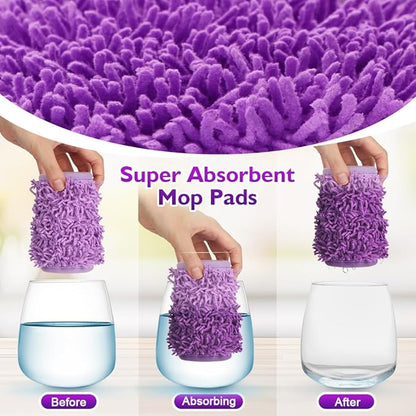 UNIMADE Reusable Mop Pads for Swiffer PowerMop, 8 Pack Microfiber Mop Pad Refill with Scrubber Strips for 13''-15'' SprayMop, Washable Mop Pads Use for Most Floor Types, Designed for Pets - Purple