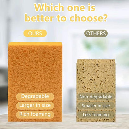 Cellulose Sponges, Large Size 4" x 6" x 1" - Heavy Duty Scrub Kitchen Sponge, Clean Tough Messes Without Scratching Kitchen Cleaning Pads, Pop Up Eco DIY (6 Pack), Yellow