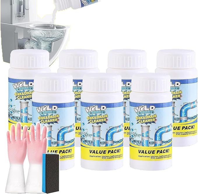 Wild Tornado Sink and Drain Cleaner, Wild Sink and Drain Cleaner - Foam Clog Remover for Kitchen Sinks, Bathroom Pipes, Toilets | Fast-Acting Formula (7pcs)