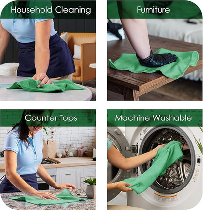 Avalon Towels Microfiber Cleaning Cloths (Value Pack of 48) - Size 16 x 16 Inches, Highly Absorbent Cleaning Rags, Lint Free, Reusable and Washable, Microfiber Towels for Cars