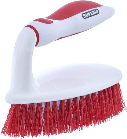 Superio Grout Brush, Dish Brush, Shower Scrubber Cleaning Brush, Stiff Bristles, Comfort Grip Handle,Red Brush Cleaner for Kitchen, Bathroom, Shower, Sink, Toilet- Vegatable Brush, Carpet Scrubber
