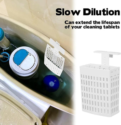 Toilet Tank Cleaning Tablet Holder, Hanging Holder with Adjustable Hook to Hang Toilet Cleaner Box, Can Collect Residue Inside the toilet, White