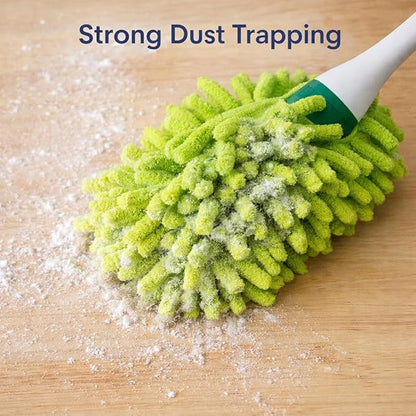 LIBMAN Microfiber Duster for Car Cleaning - Reusable Washable Hand Duster for Furniture, Screens, Shelves, Blinds - Traps Dust & Allergens