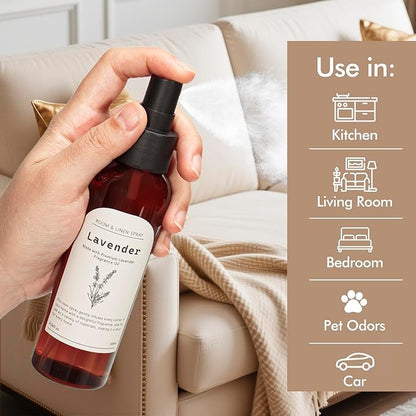 Lavender Room Spray, 2 Pack 4.06oz Air Freshener Spray, Long Lasting Room Air Fresheners for Home, Odor Eliminator for Bathroom Office Bedding
