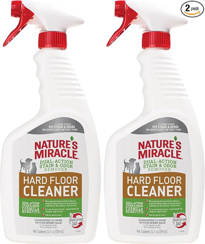 Nature's Miracle Hard Floor Cleaner,24 Ounces,Dual-Action Stain and Odor Remover Works to Remove Tough Pet Stains and Odors On Sealed Wood-and Hard Floor Surfaces,(Pack of 2)