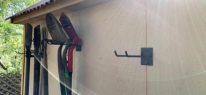 4 Pack Garage Storage Organizer for Tool Organization Heavy-Duty Solid Steel Wall Hanger for Garden Tools - Shovel Holder, Rake Broom Yard Wall Mount Hooks - Overhead Garage Storage Rack