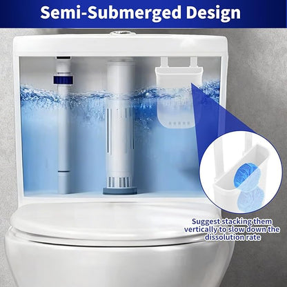 2 Pack Adjustable Toilet Tank Tablet Holder – Controlled Release Bleach Tablet Dispenser for Toilet Tank, Large Capacity ABS Toilet Tank Cleaner Tablets Container, Fits Most Water Tanks