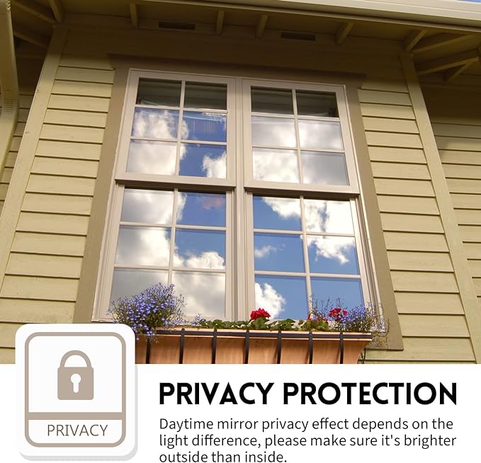 KESPEN Window Film One Way Daytime Privacy Heat Control Anti UV Non-Adhesive Reflective House Window Tint for Home and Office, Gold-Silver, 35.4 Inch X 8.2 Feet