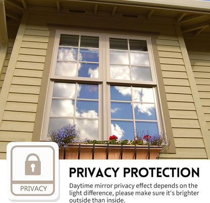 KESPEN Window Privacy Film One Way Daytime Privacy Static Cling Sun Blocking Anti UV Reflective Window Tint for Home and Office, Purple-Silver, 17.5 Inch X 6.5 Feet