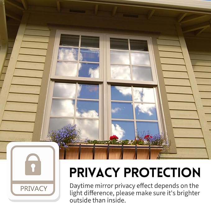 KESPEN Window Film One Way Reflective Daytime Privacy Heat Blocking Anti UV Mirror Window Tint for Home and Office, Brown-Silver, 35.4 Inch X 6.5 Feet