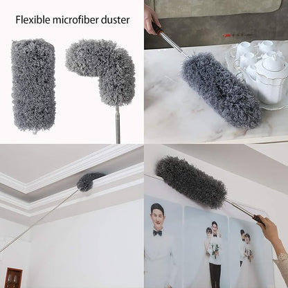 Lambswool Duster with Extra Flexible Microfiber Head,Long Reach/Extendable Duster Up to 86" for Cleaning High Ceiling Fan, Interior Roof, Cobweb, Keyboard, Furniture