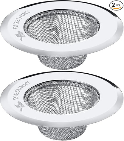 Mesh Sink Strainer Set of 2, MSY BIGSUNNY Stainless Steel Kitchen Sink Strainer Kitchen Drain Strainer with Large Wide Rim 4.5 inch Diameter for Kitchen Sinks