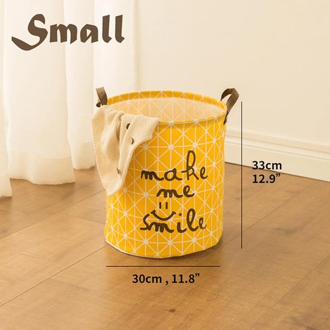 Large Toy Storage Big Size Laundry Basket Washing Dirty Clothes Sundries Box Organizer Bin Folding Waterproof Bathroom Sorter, Smile-small