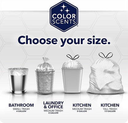 Color Scents Tall Kitchen Trash Bags - 13 Gallon, 20 Bags (1 Pack of 20 Bags), Drawstring - White bag in Lavender + Sage Scent with Microban
