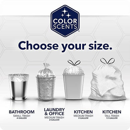 Color Scents Medium Trash Bags - 8 Gallon, 45 Bags (1 Pack of 45 Bags) Twist Tie - Blue in Fresh Air Scent with Microban