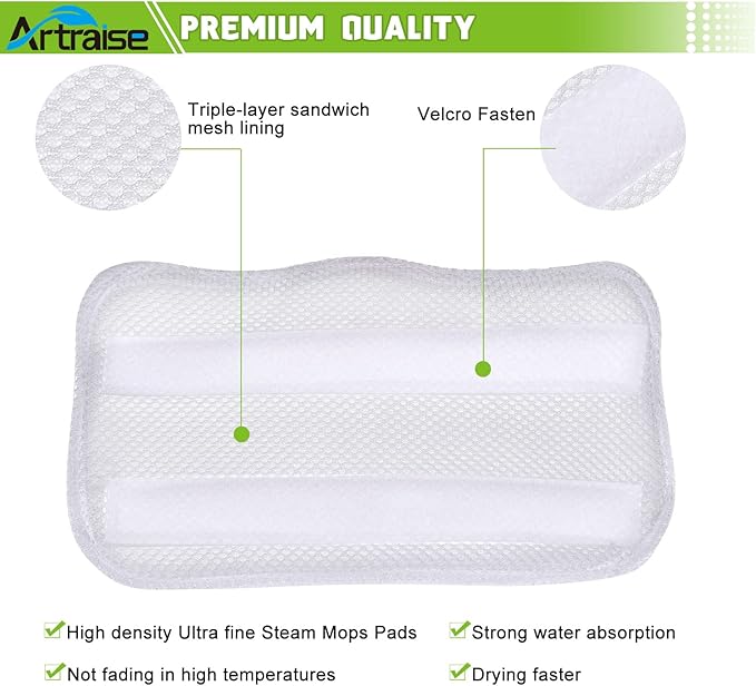 Artraise 6 Pack Microfiber Steam Mop Pads Replacement Washable for Shark Steam Mop SK Series SK410 SK435CO SK460 SK140 SK141 S3101 SK3102 S3250 S3251