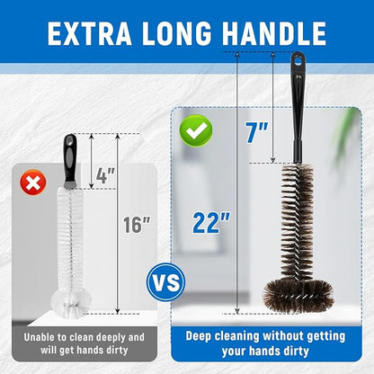 Garbage Disposal Cleaner Brush 2 Pack, Extra Long Handle for Deep Cleaning, 3D Nylon Brush Head Eliminates Residue and Odor, Universal Fit for All Disposal Units 15inch