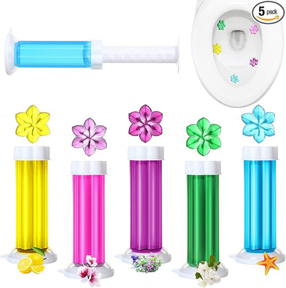 5 Pcs Toilet Gels 70 Count 5 Kinds Flower Stamp Bowl Gel Scent Toilet Stain Removal Cleaner Air Freshener Flower Stamps Pack for Bathtubs Bathroom